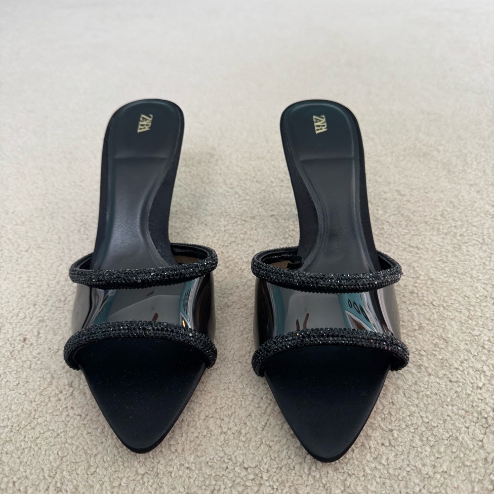 Zara Vinyl Rhinestone Heels